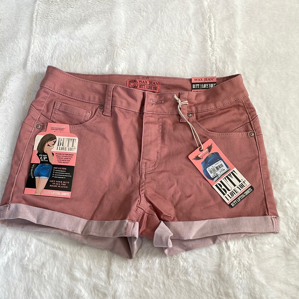 Wax Jean Butt I Love you shorts in the color maybe/pink, size medium. NEVER WORN